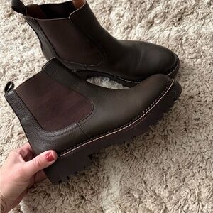 Caslon Dark Brown Leather Ankle Boots
